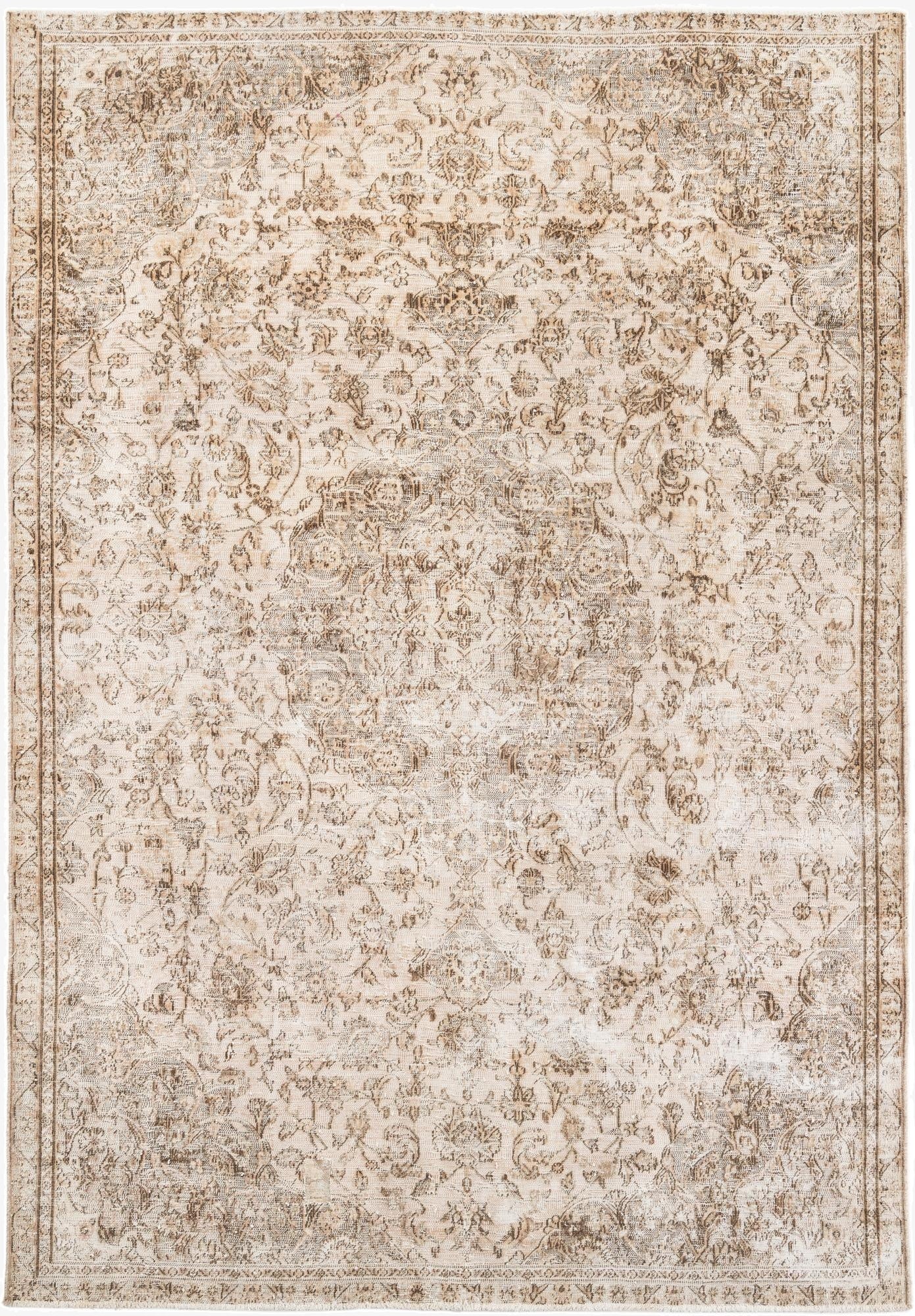  6' 7 x 9' 9  Hand Knotted Ultra Vintage Persian Wool Rug