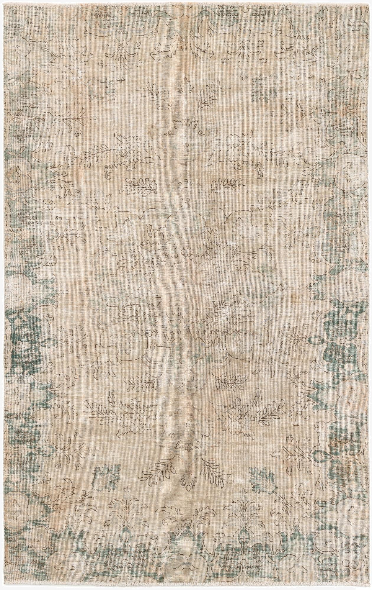  5' 4 x 8' 4  Hand Knotted Ultra Vintage Persian Wool Rug