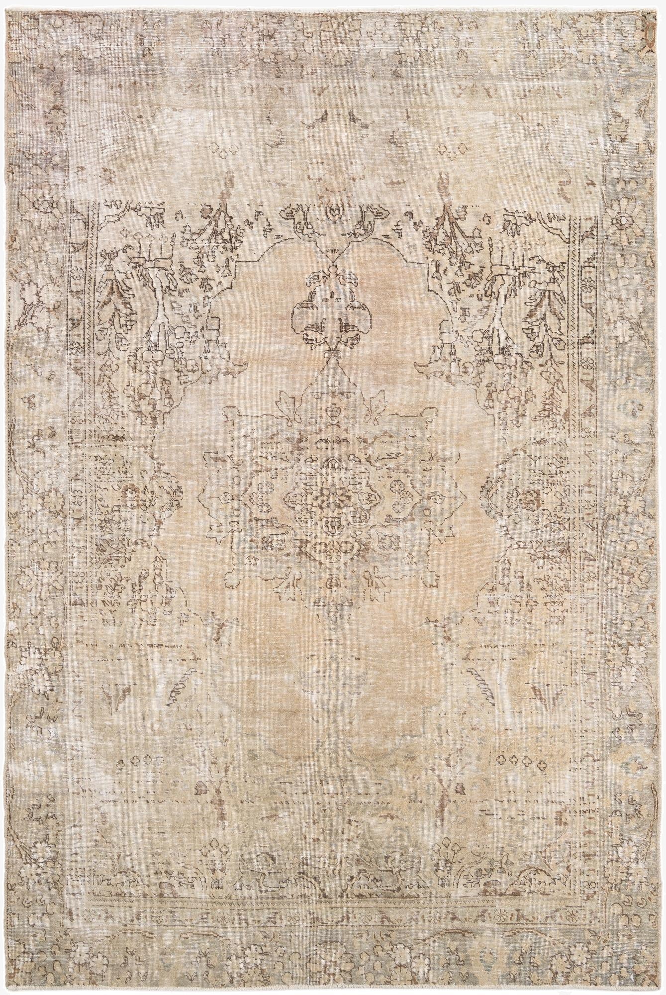 6' 6 x 9' 6  Hand Knotted Ultra Vintage Persian Wool Rug
