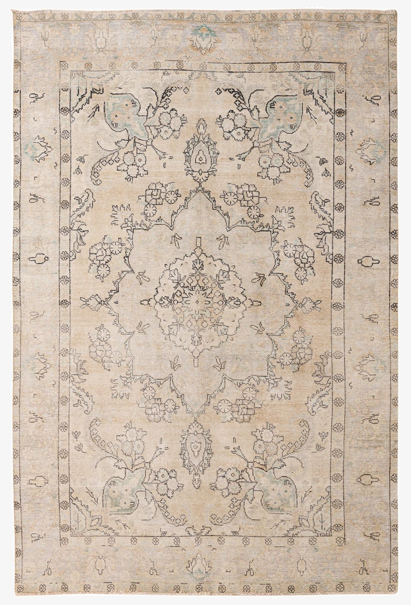  6' 4 x 9' 7  Hand Knotted Ultra Vintage Persian Wool Rug