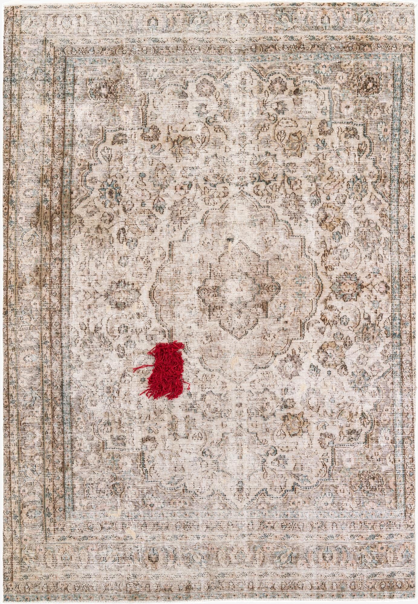  7' 3 x 10' 10  Hand Knotted Ultra Vintage Persian Wool Rug