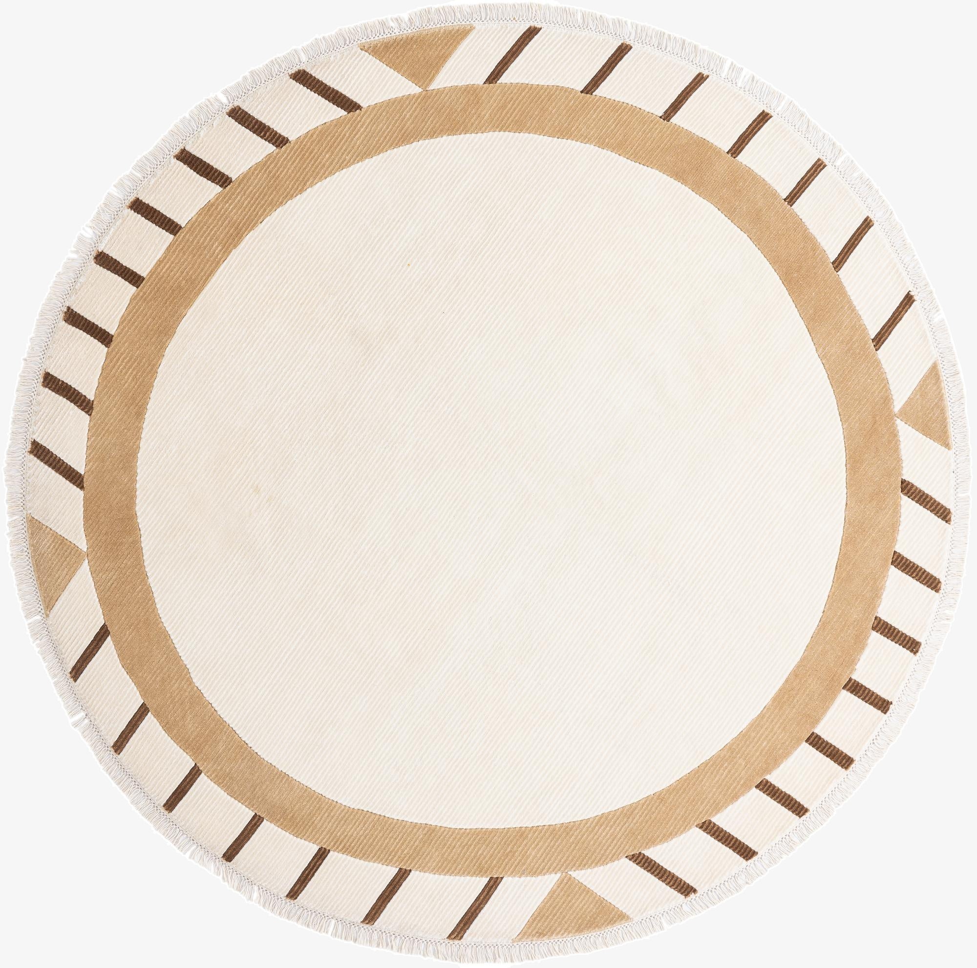  6' 7 x 6' 7  Hand Knotted Darya Wool Round Rug