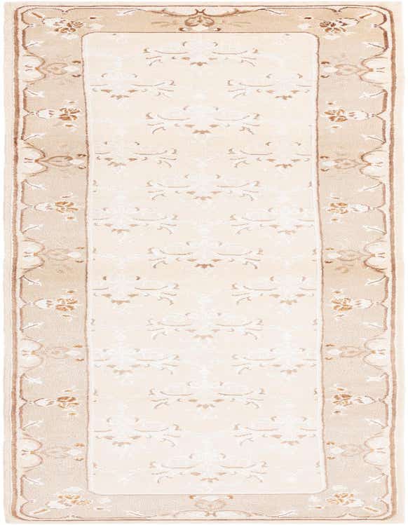 A 10 ft Darya runner rug in ivories and creams, featuring a modern oriental pattern with a high pile, ideal for hallways.