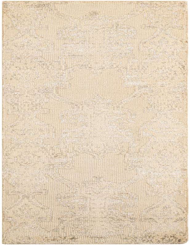 A 9 ft Darya runner rug in ivory and cream, featuring a modern abstract pattern with a high pile, ideal for hallways.