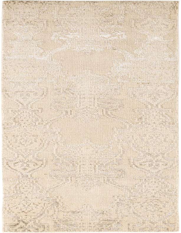 A 9 ft runner rug in ivory and cream, featuring a subtle modern pattern with a high pile, perfect for a hallway.