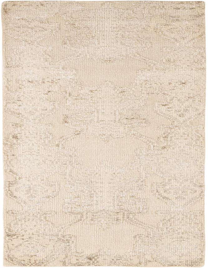 A 9 ft Darya runner rug in ivory and cream, featuring a subtle modern pattern and high pile texture, ideal for a hallway.