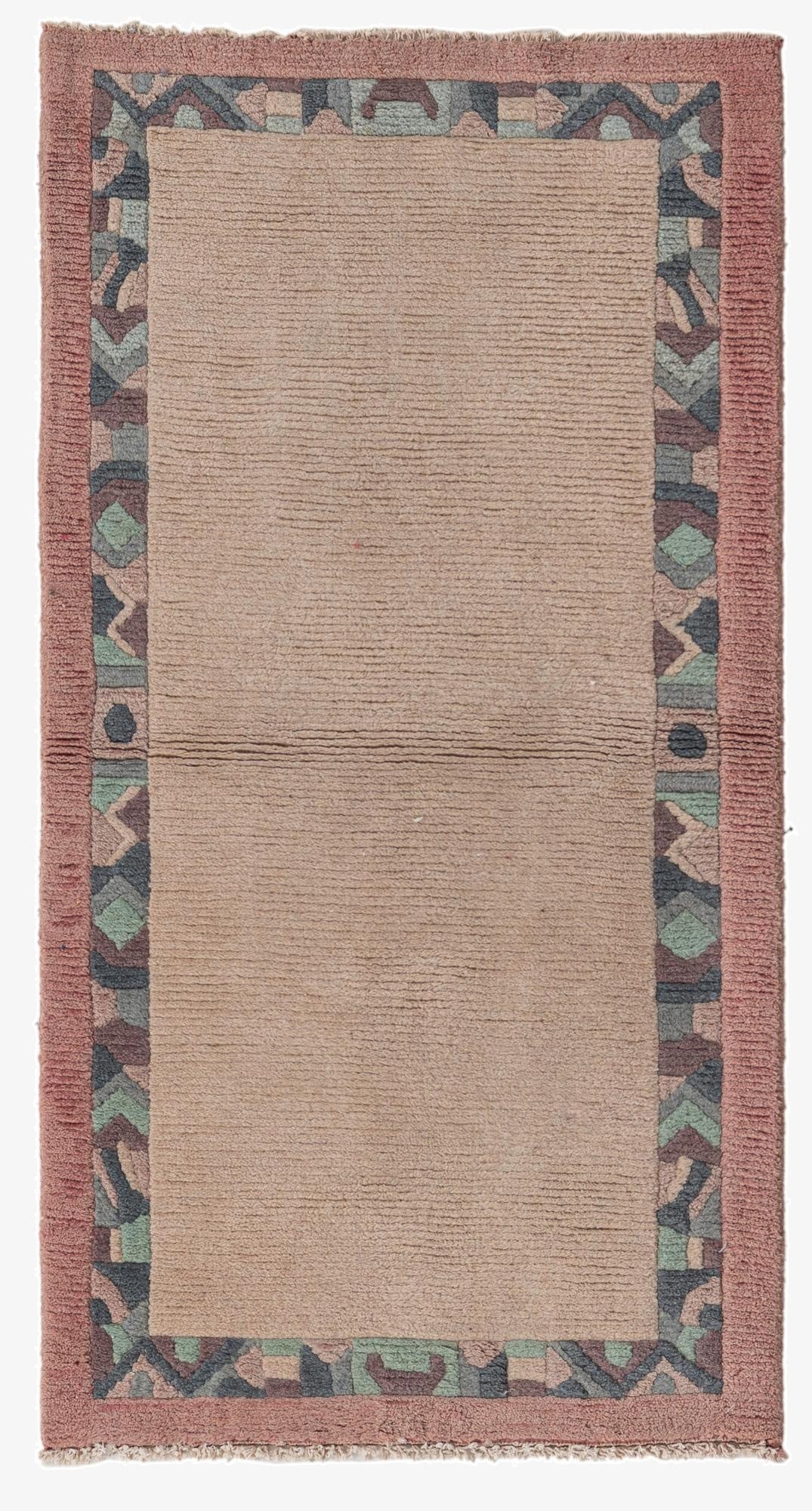  2' 4 x 4' 6  Hand Knotted Nepal Wool Runner Rug