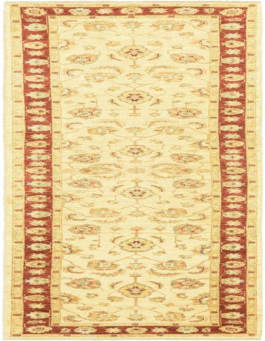 An 11 ft ivory runner rug with a traditional botanical and floral pattern, featuring a rich red border, perfect for a hallway.