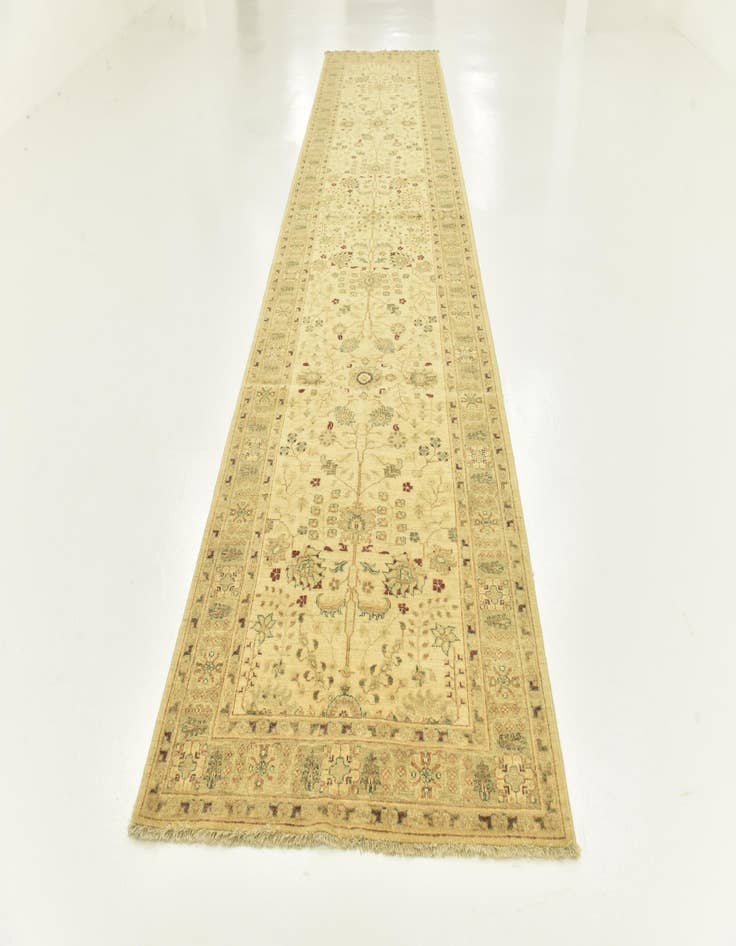 Detail image of  4' 4 x 17' 5  Hand Knotted Peshawar Ziegler Runner Rug