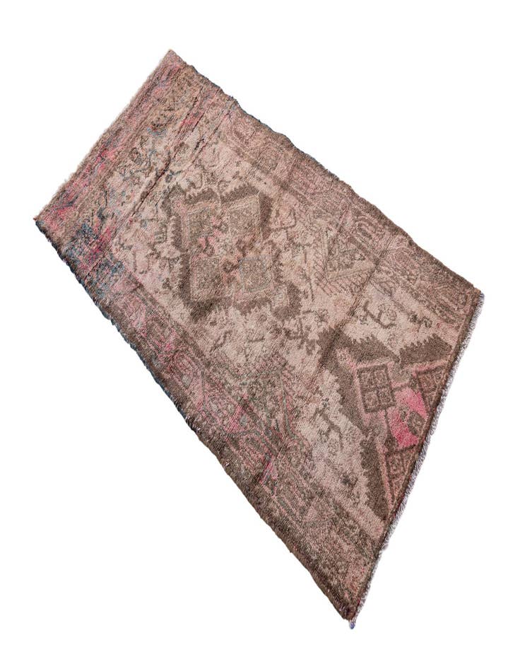 Detail image of  2' 4 x 4' 6  Hand Knotted Ultra Vintage Persian Wool Runner Rug