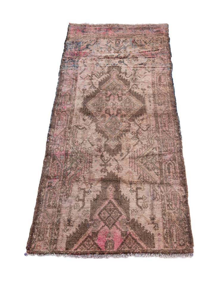 Detail image of  2' 4 x 4' 6  Hand Knotted Ultra Vintage Persian Wool Runner Rug