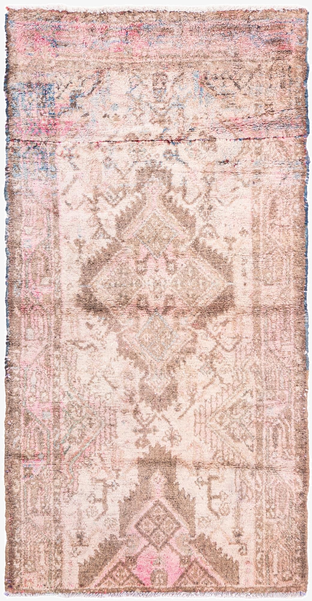  2' 4 x 4' 6  Hand Knotted Ultra Vintage Persian Wool Runner Rug