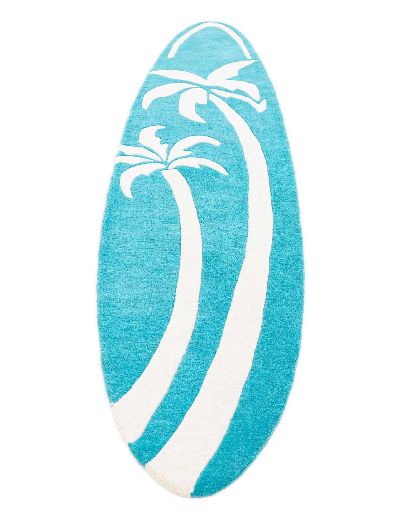 Light Blue 2' x 8' 9 SurfBoard Wool Freeform Rug | Rugs.com