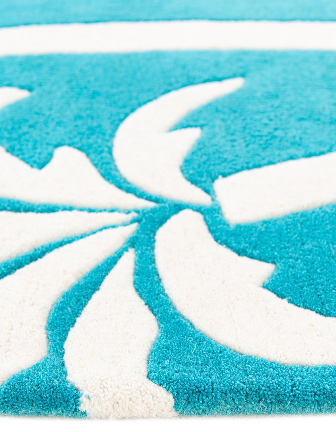 Light Blue 2' x 8' 9 SurfBoard Wool Freeform Rug | Rugs.com