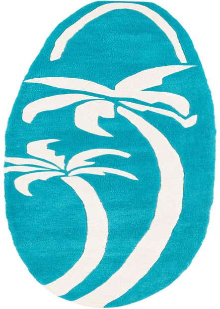 Light Blue 2' x 8' 9 SurfBoard Wool Freeform Rug | Rugs.com