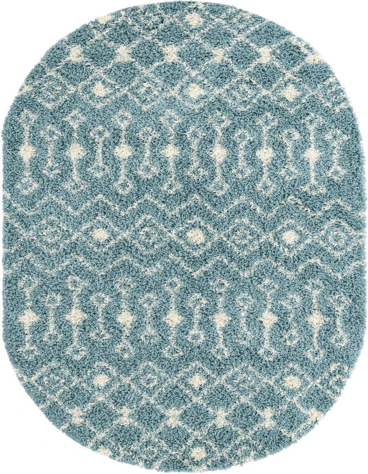 Detail image of  5' 3 x 8' Moroccan Trellis Shag Oval Rug
