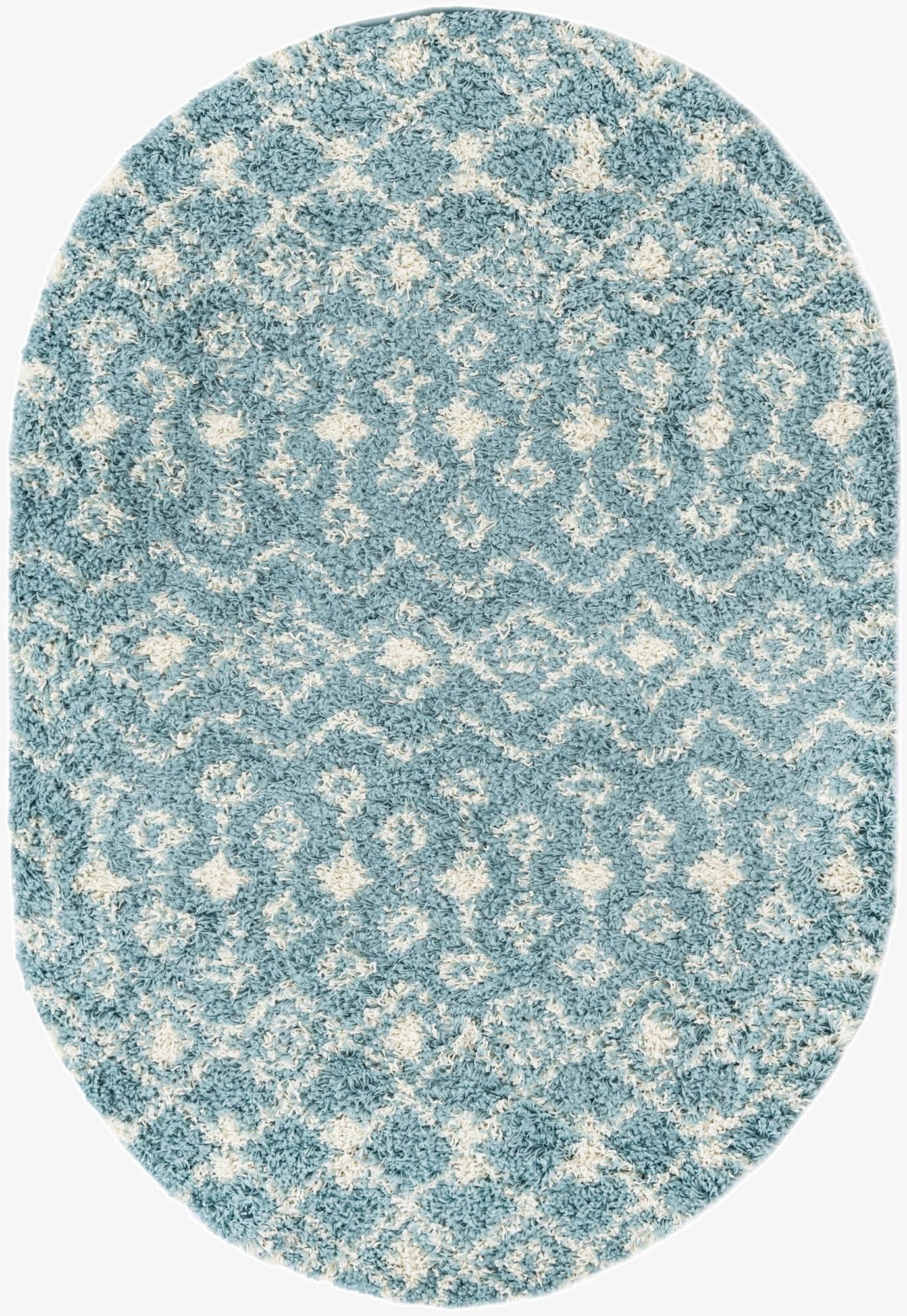  4' x 6' Moroccan Trellis Shag Oval Rug
