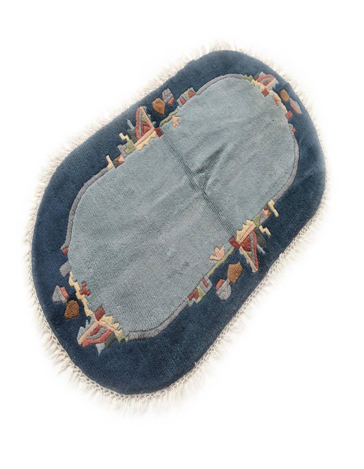 Detail image of  2' 5 x 4' 5  Hand Knotted Nepal Wool Oval Rug