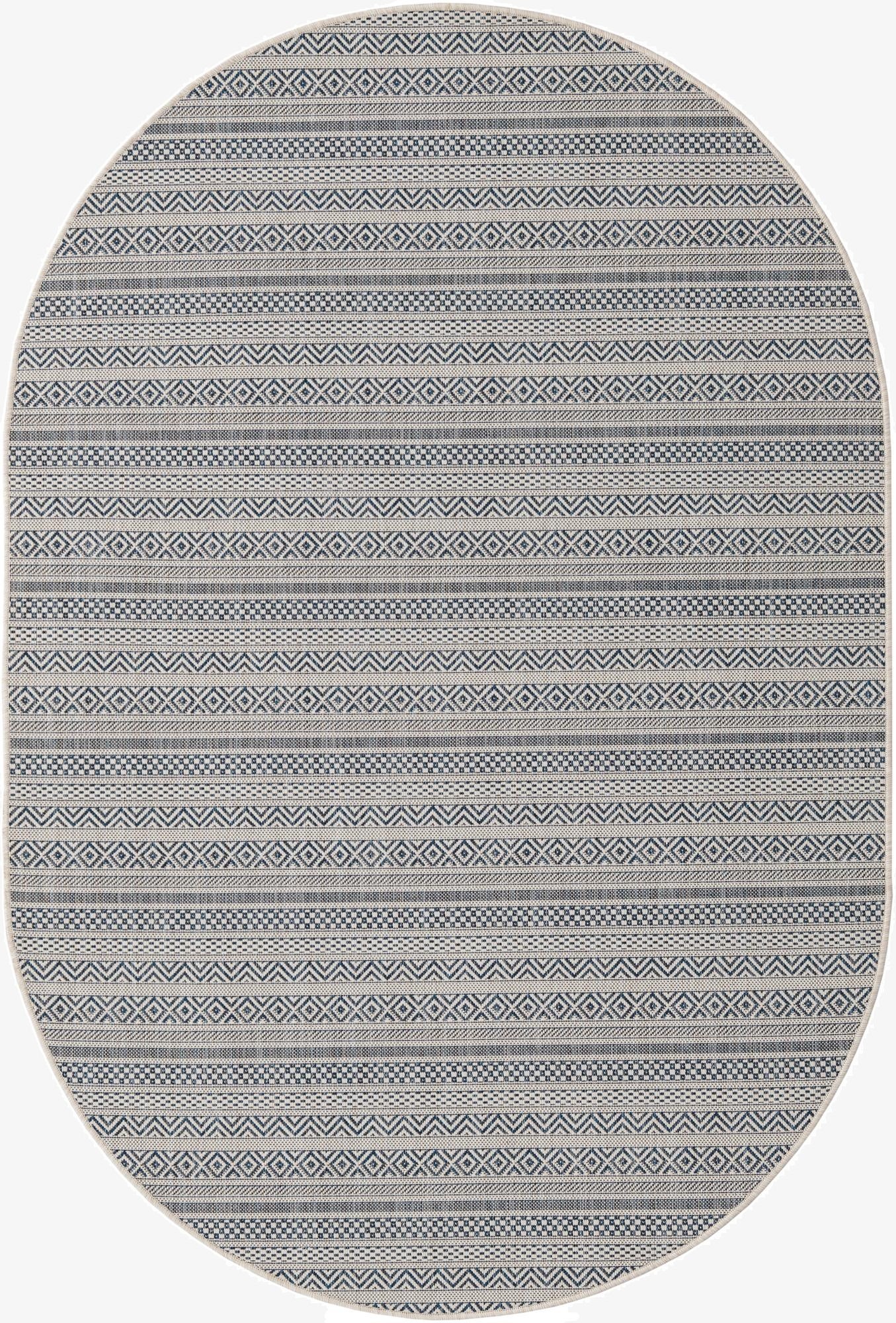  5' 3 x 8'  Washable Ribbon Indoor / Outdoor Oval Rug