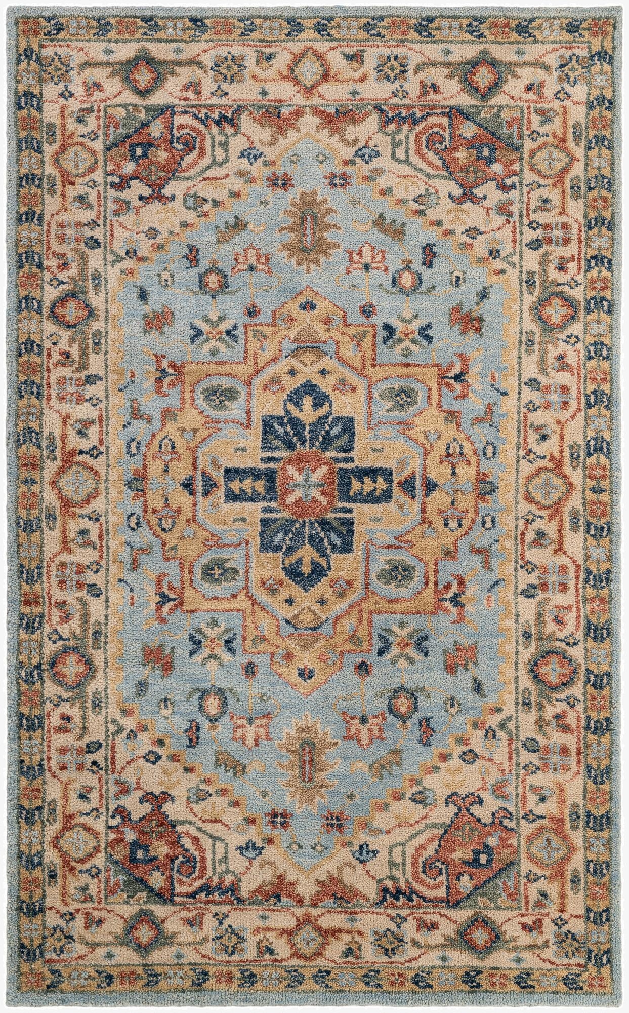  5' 1 x 8' 3  Hand Knotted Agra Wool Rug