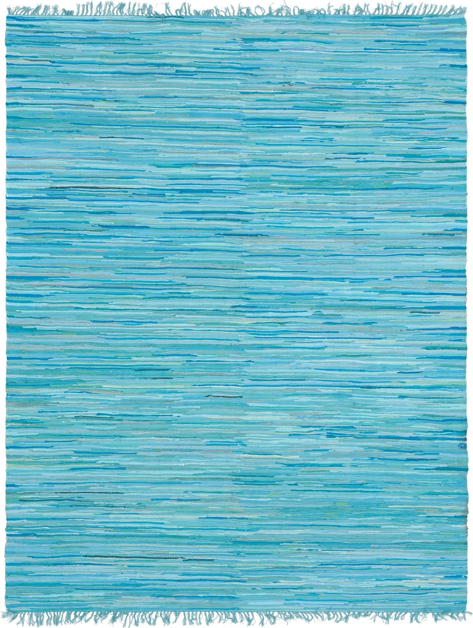 Light Blue 8' x 10' Hand Woven Chindi Cotton Rug | Rugs.com