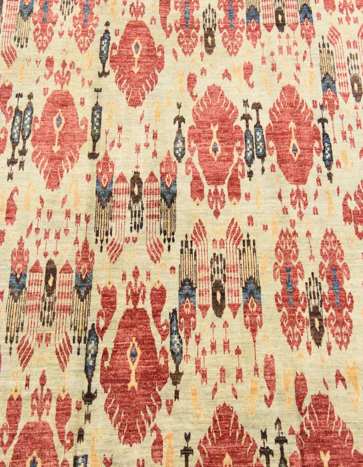 Detail image of 6' 10 x 9' 8 Hand Knotted Ikat Oriental Wool Rug