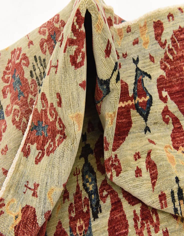 Detail image of 6' 10 x 9' 8 Hand Knotted Ikat Oriental Wool Rug