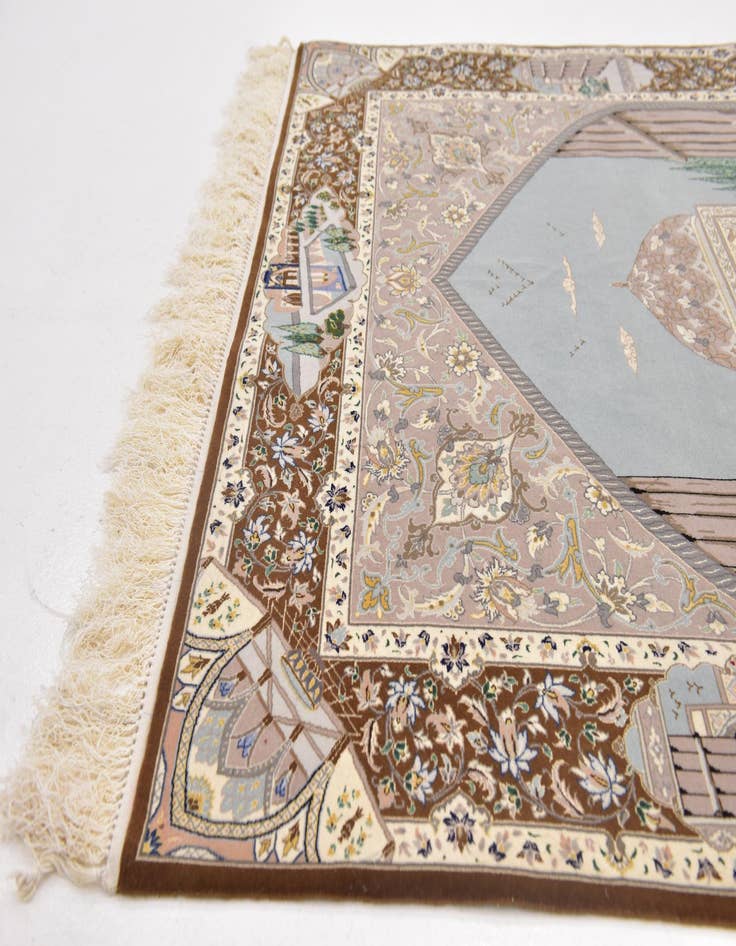 Detail image of  4' 4 x 6' 6  Hand Knotted Isfahan Persian Rug