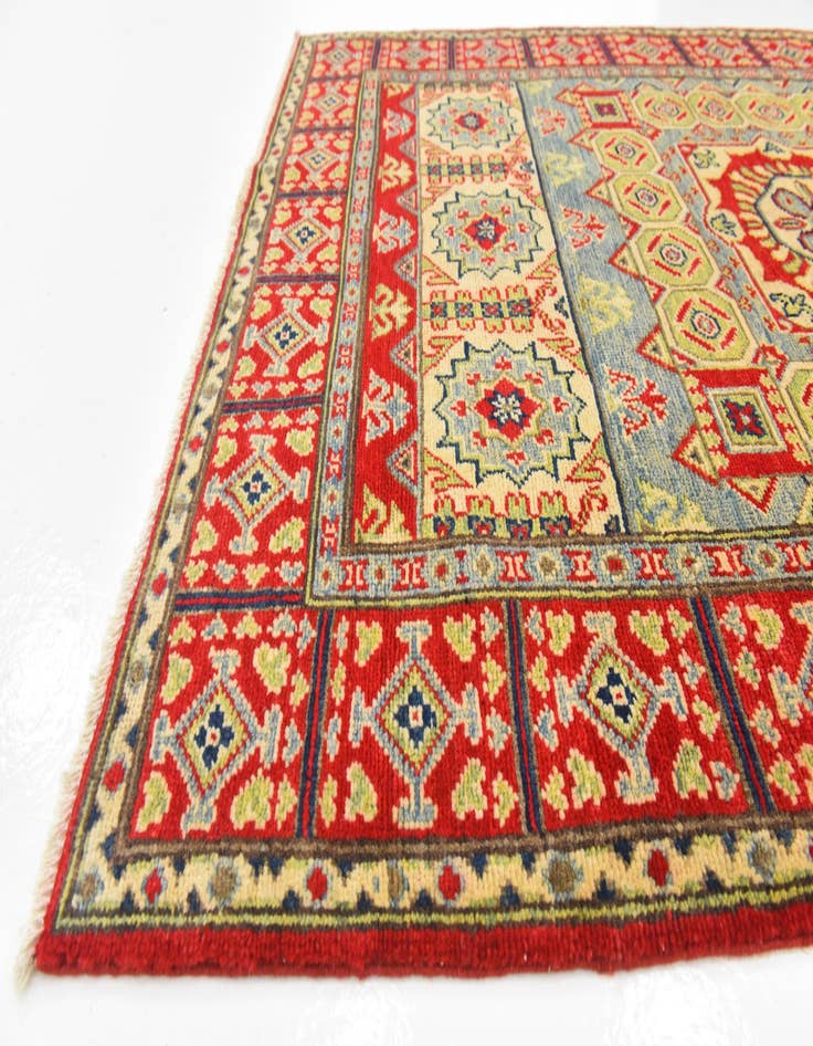 Detail image of  4' x 5' 10  Hand Knotted Kazak Rug