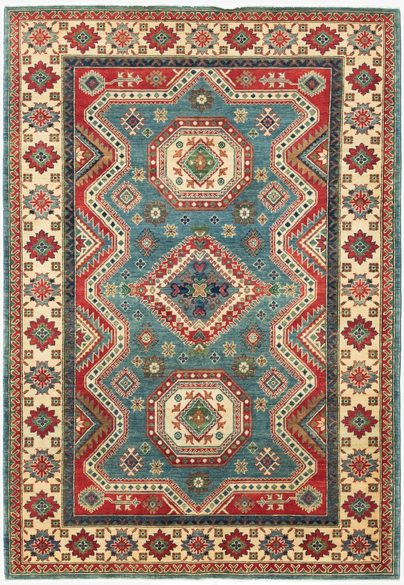  6' 7 x 9' 10  Hand Knotted Kazak Rug