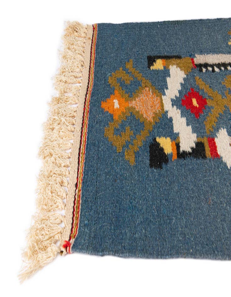 Detail image of  1' 3 x 1' 6  Hand Woven Kilim Dhurrie Wool Rug