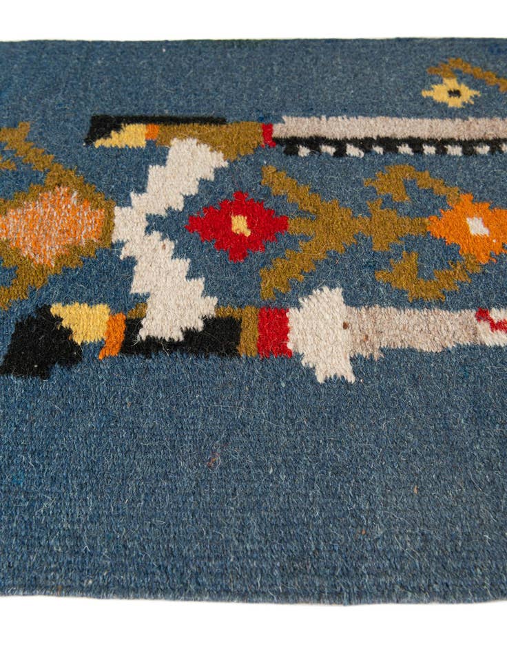Detail image of  1' 3 x 1' 6  Hand Woven Kilim Dhurrie Wool Rug