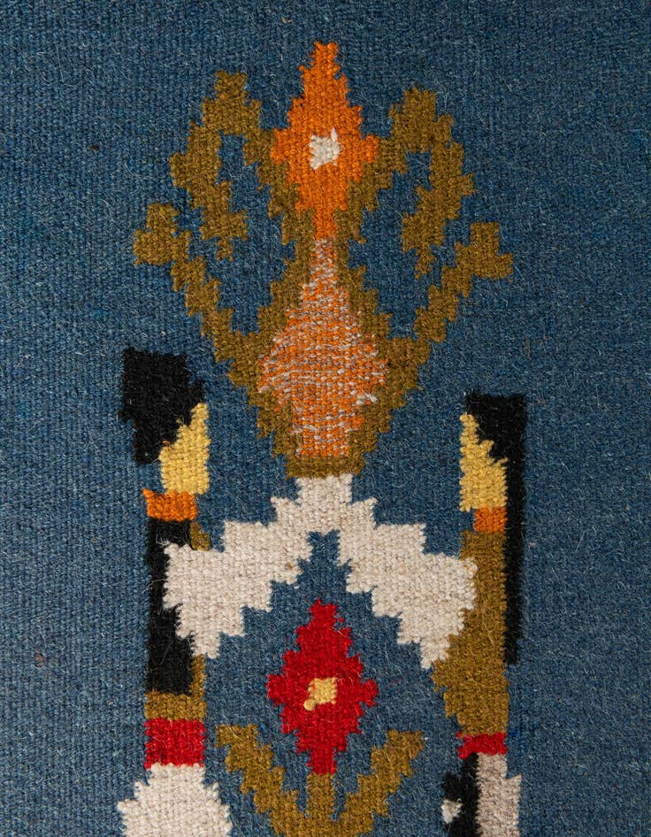 Detail image of  1' 3 x 1' 6  Hand Woven Kilim Dhurrie Wool Rug