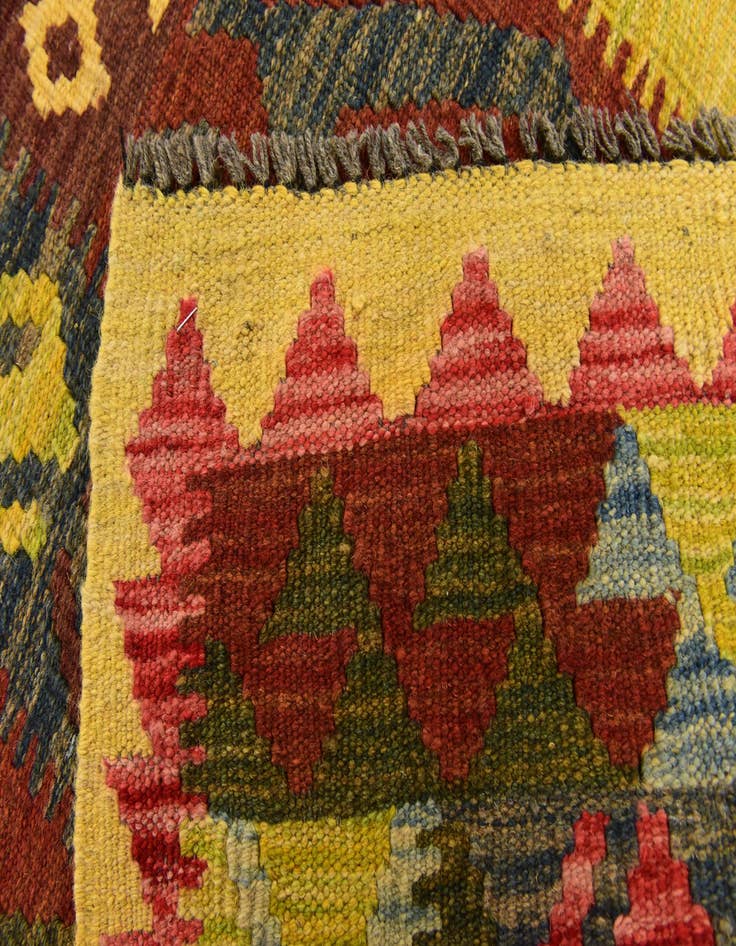 Detail image of  3' 5 x 5' 2  Hand Woven Kilim Maymana Wool Rug