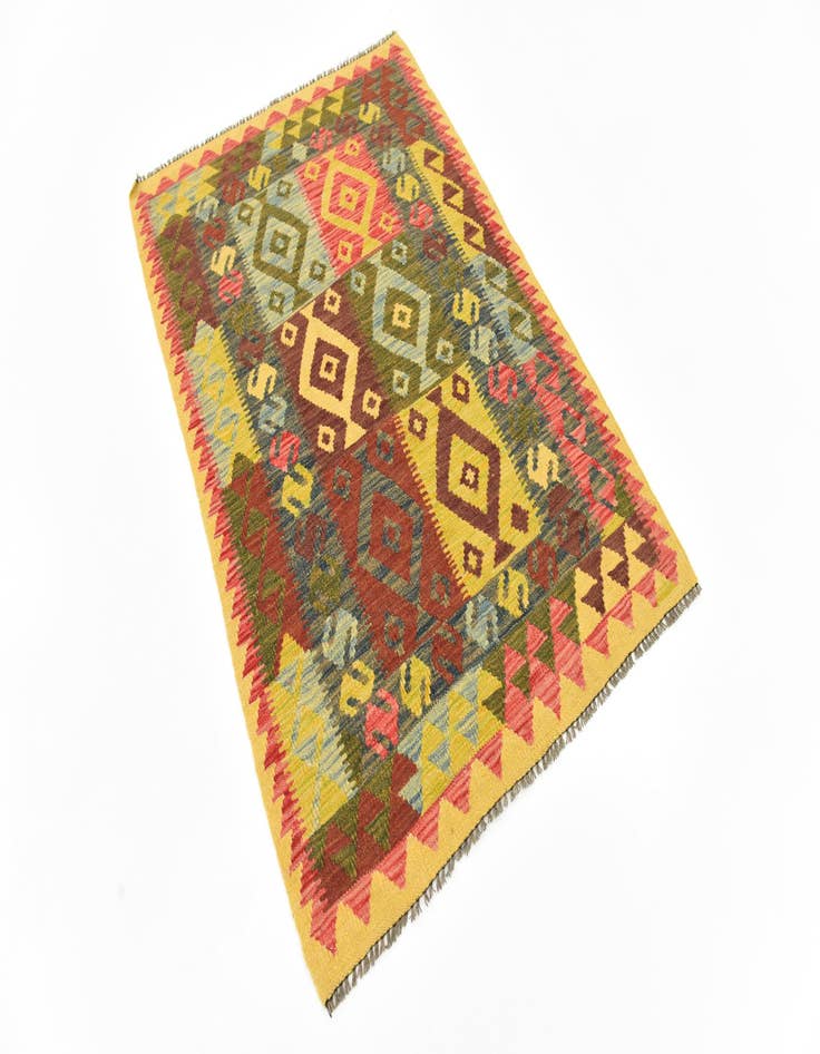 Detail image of  3' 5 x 5' 2  Hand Woven Kilim Maymana Wool Rug