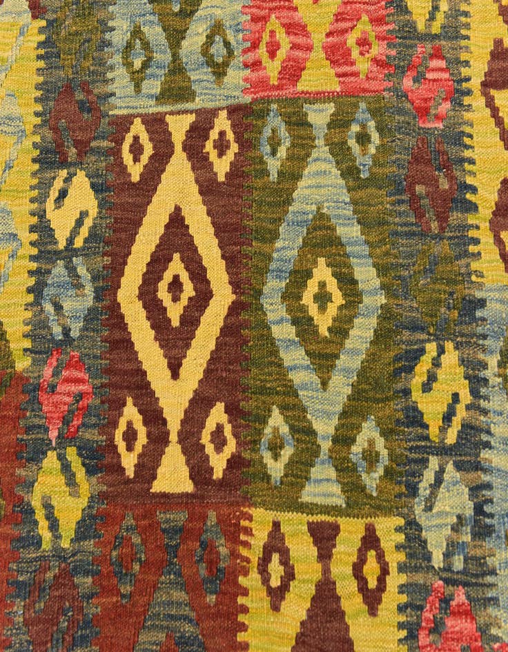 Detail image of  3' 5 x 5' 2  Hand Woven Kilim Maymana Wool Rug
