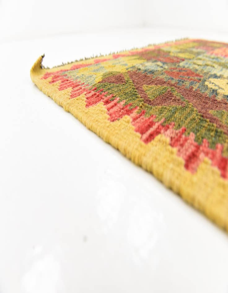 Detail image of  3' 5 x 5' 2  Hand Woven Kilim Maymana Wool Rug