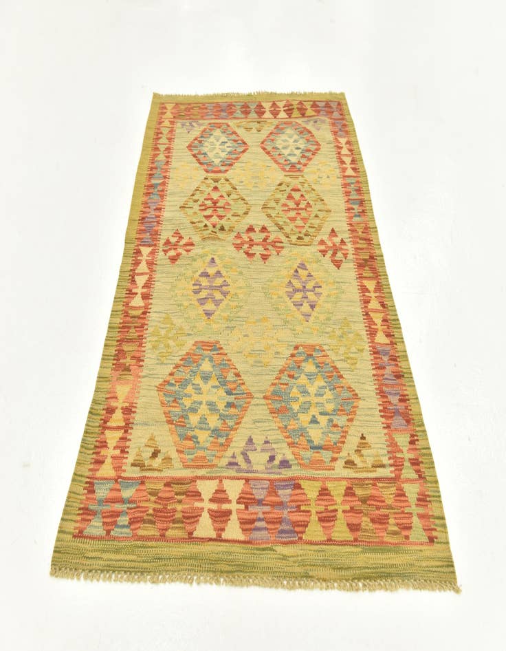 Detail image of  3' 2 x 4' 10  Hand Woven Kilim Maymana Wool Rug