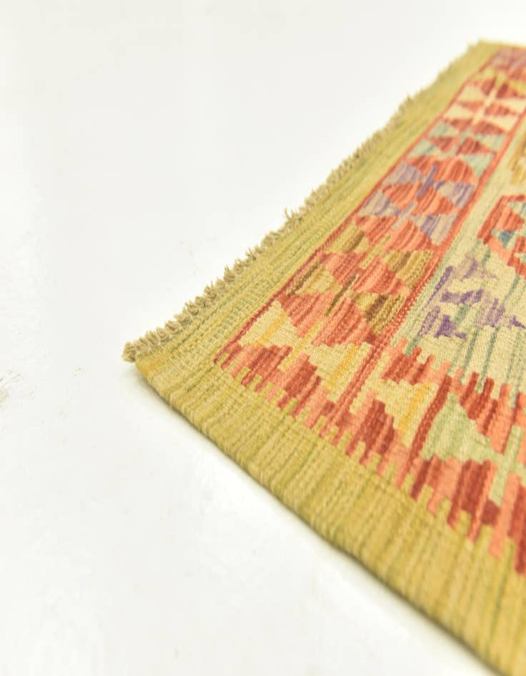 Detail image of  3' 2 x 4' 10  Hand Woven Kilim Maymana Wool Rug