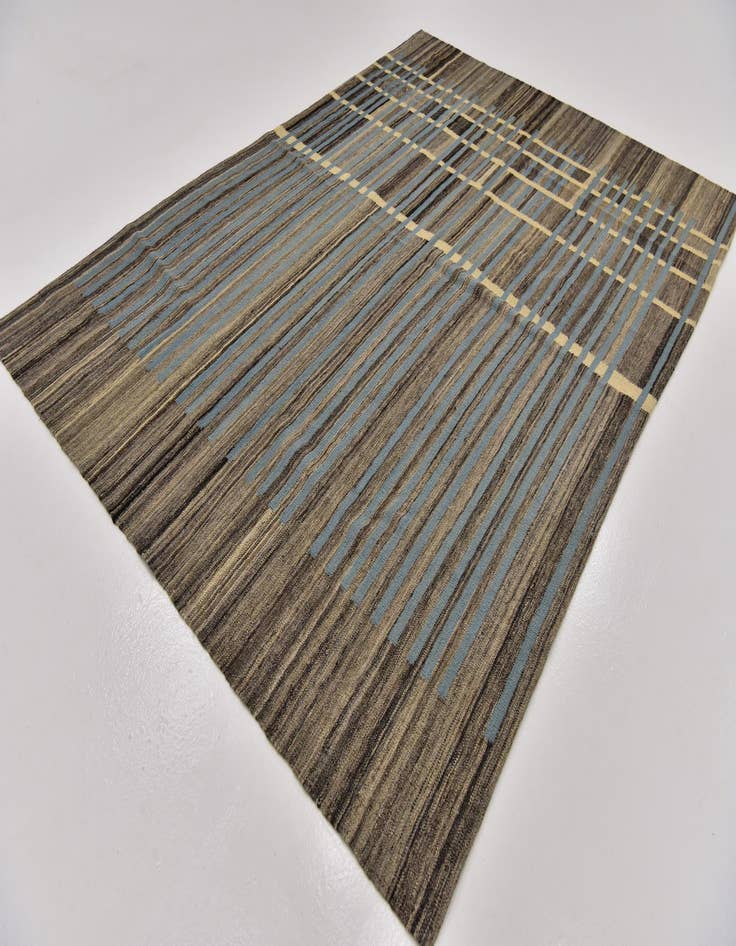 Detail image of  5' 8 x 8'  Hand Woven Kilim Modern Wool Rug