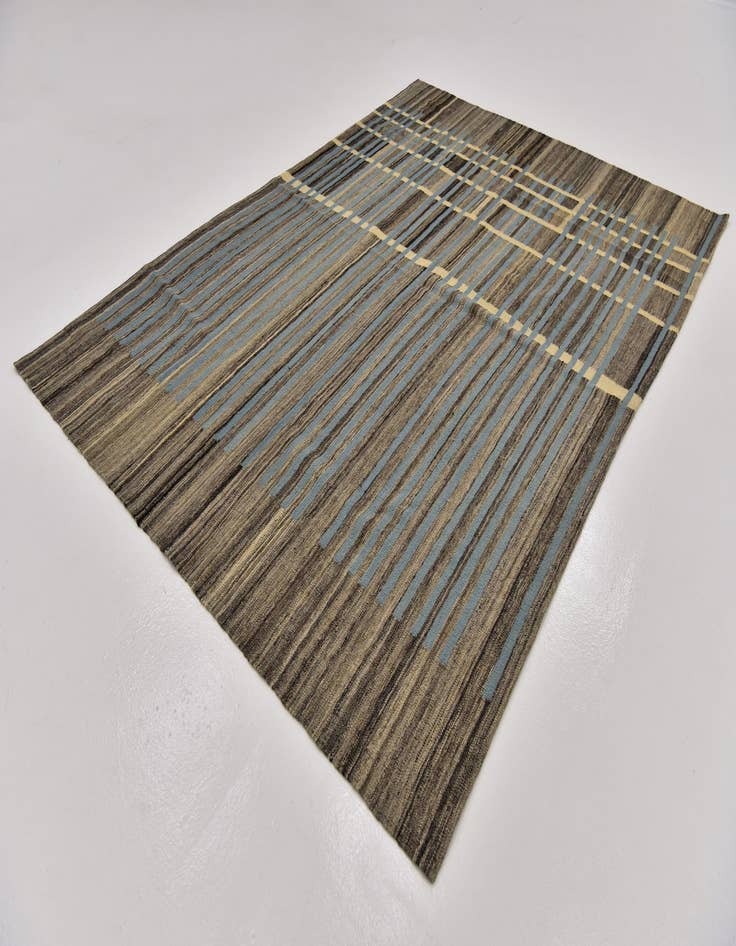 Detail image of  5' 8 x 8'  Hand Woven Kilim Modern Wool Rug