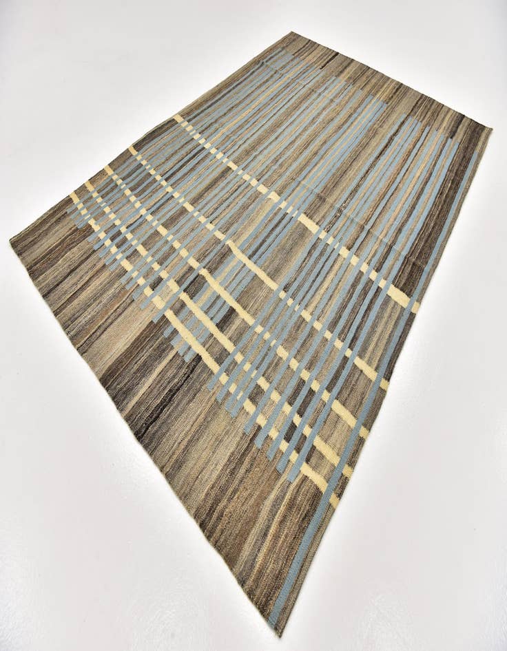 Detail image of  5' 8 x 8' 3  Hand Woven Kilim Modern Wool Rug