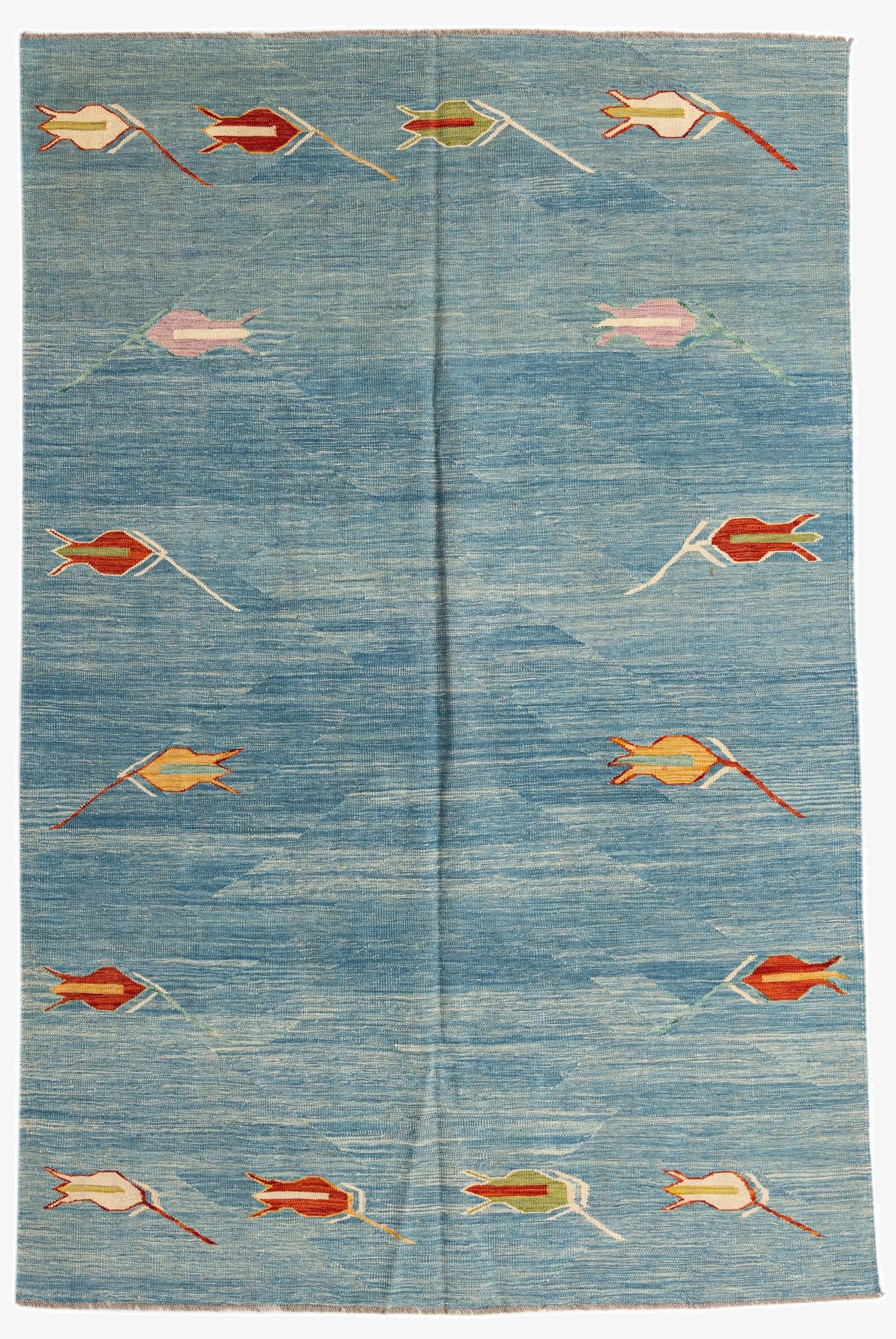  6' 5 x 9' 8  Hand Woven Kilim Modern Wool Rug