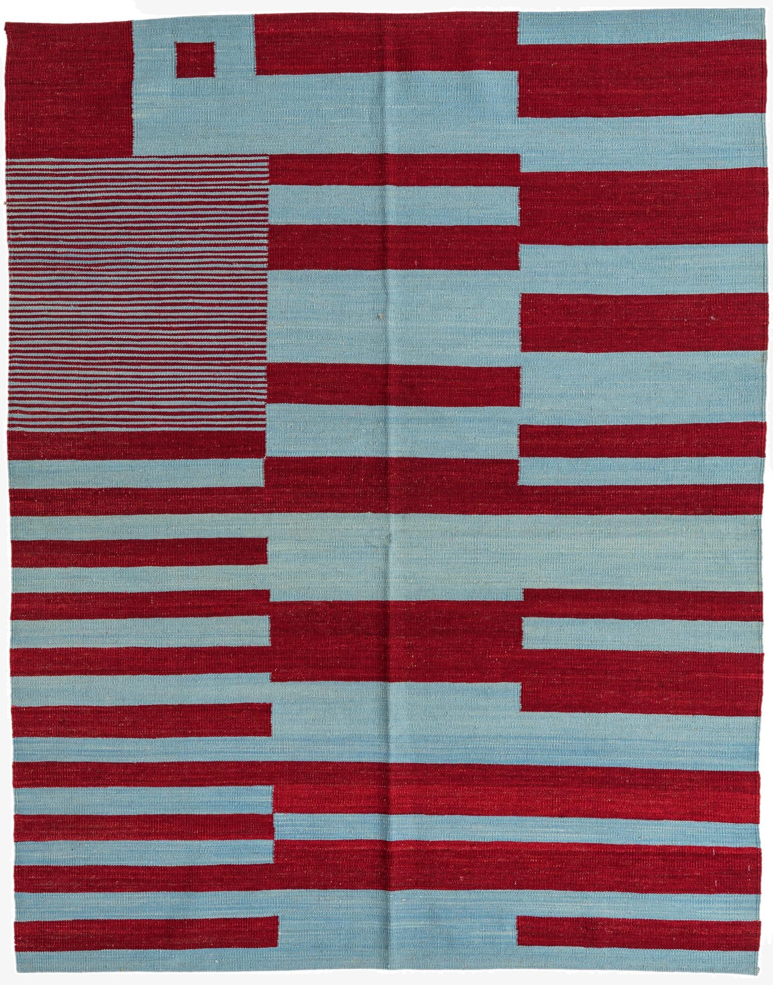  5' 4 x 6' 8  Hand Woven Kilim Modern Wool Rug
