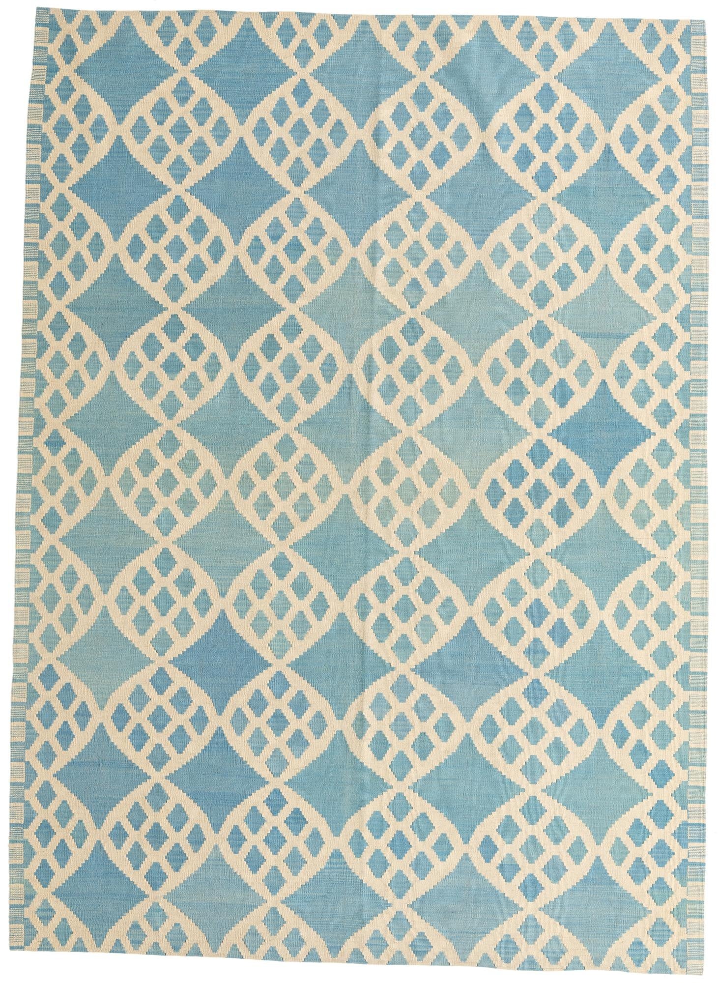  7' 1 x 9' 8  Hand Woven Kilim Modern Wool Rug