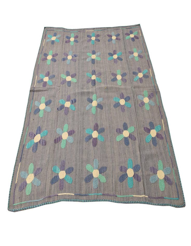 Detail image of  5' 3 x 6' 4  Hand Woven Kilim Suzani Wool Rug