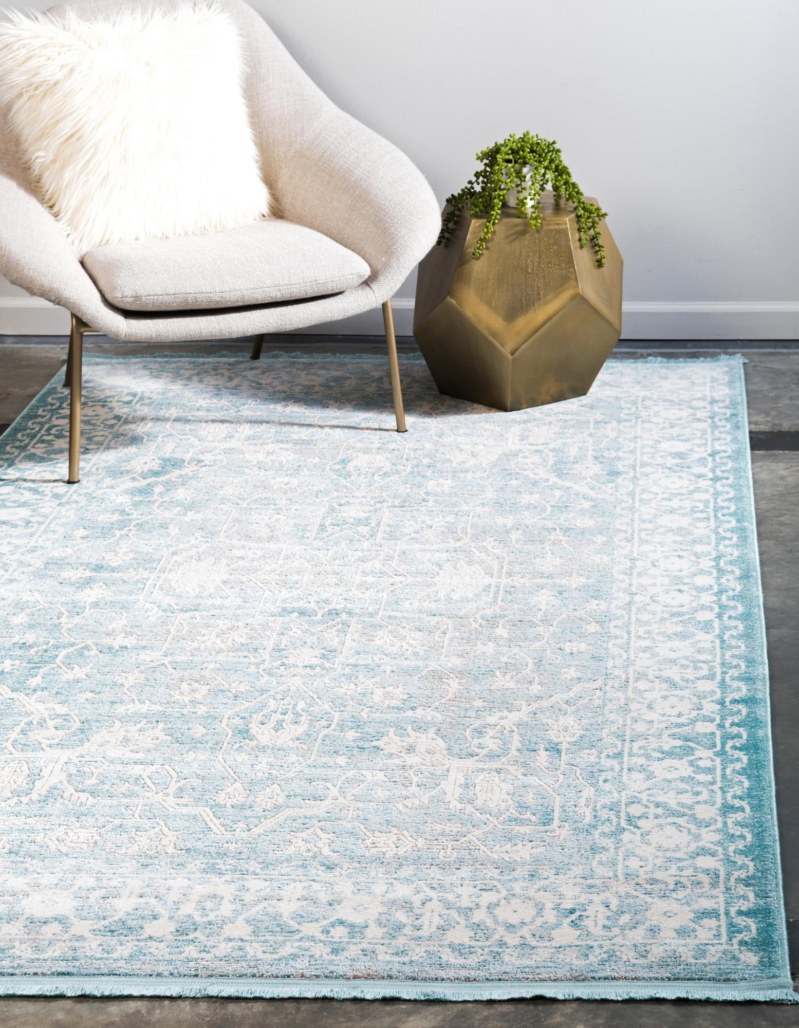 Light Blue 8' x 10' Modern Classical Rug | Rugs.com