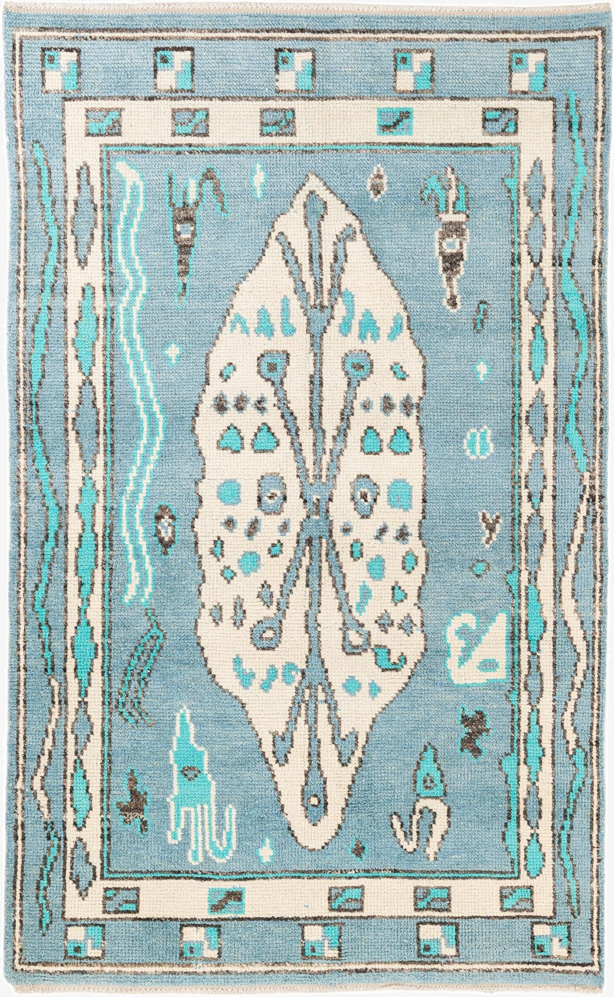  5' x 8' 1  Hand Knotted Moroccan Wool Rug
