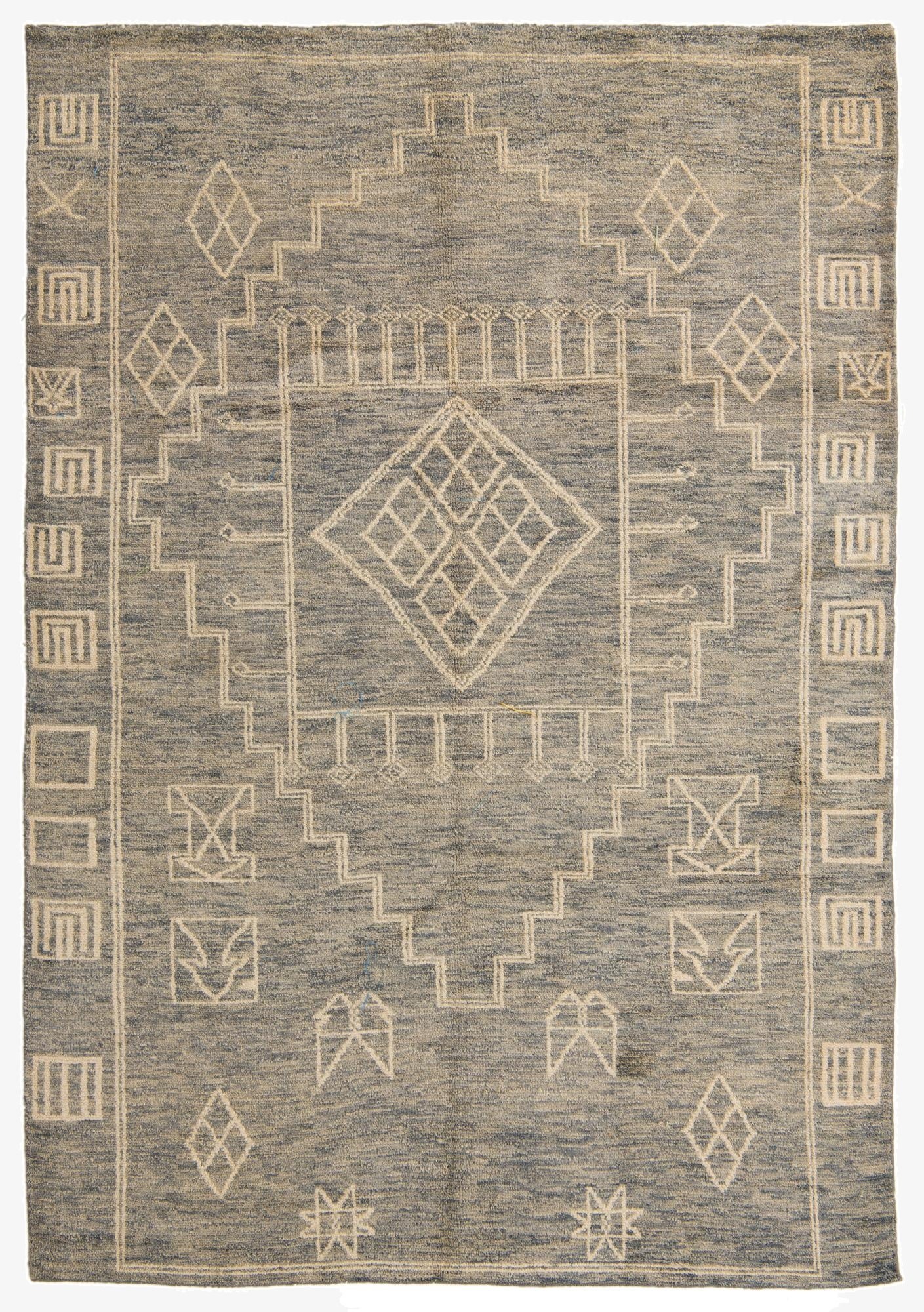  6' 7 x 9' 5  Hand Knotted Moroccan Wool Rug