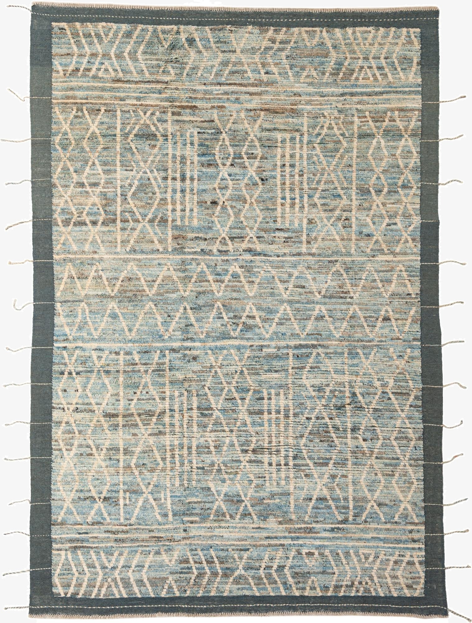  6' 6 x 9' 5  Hand Knotted Moroccan Wool Rug
